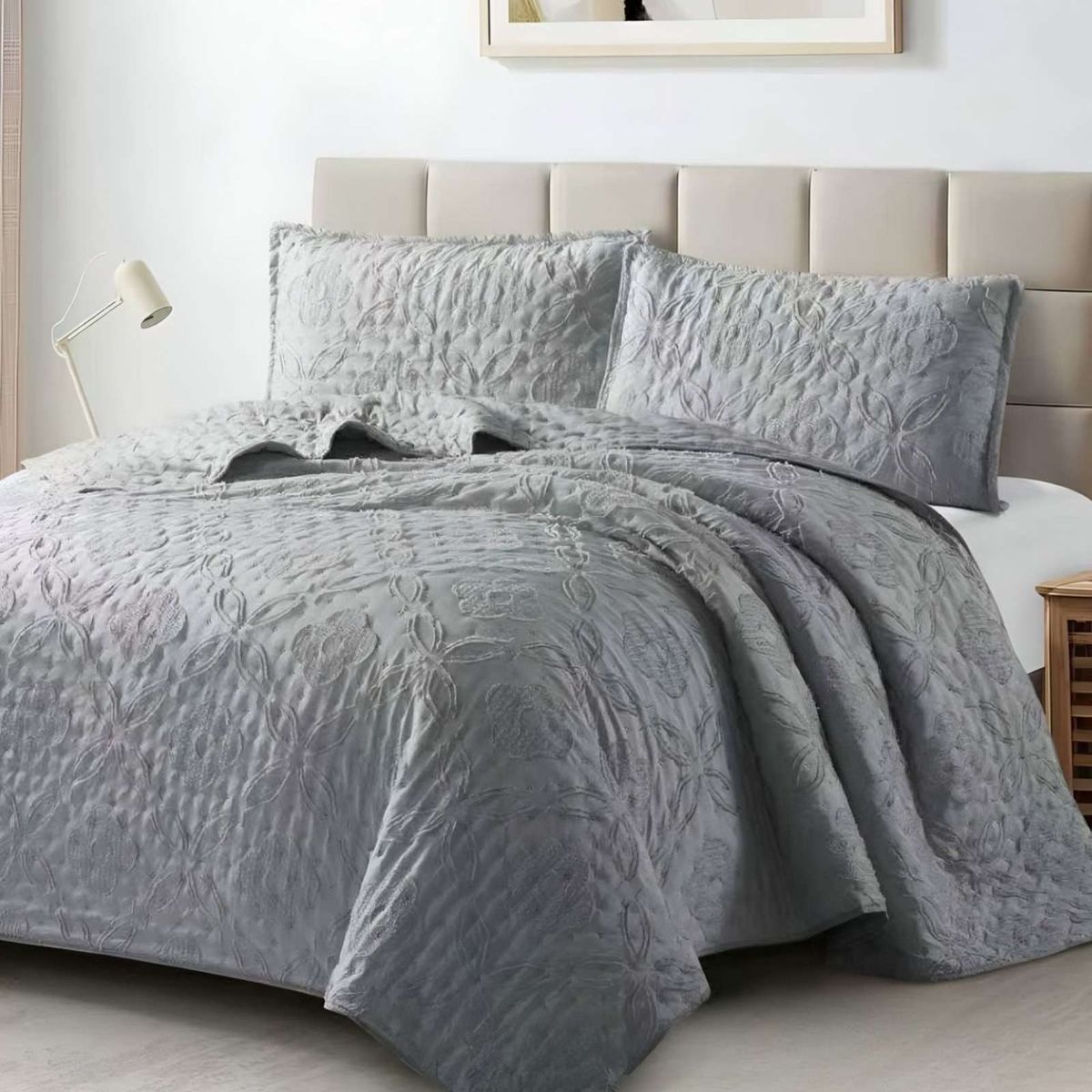 GENERICO - CUBRECAMA QUILT TUFTING DE LUJO SUAVE PLAZA Y MEDIA