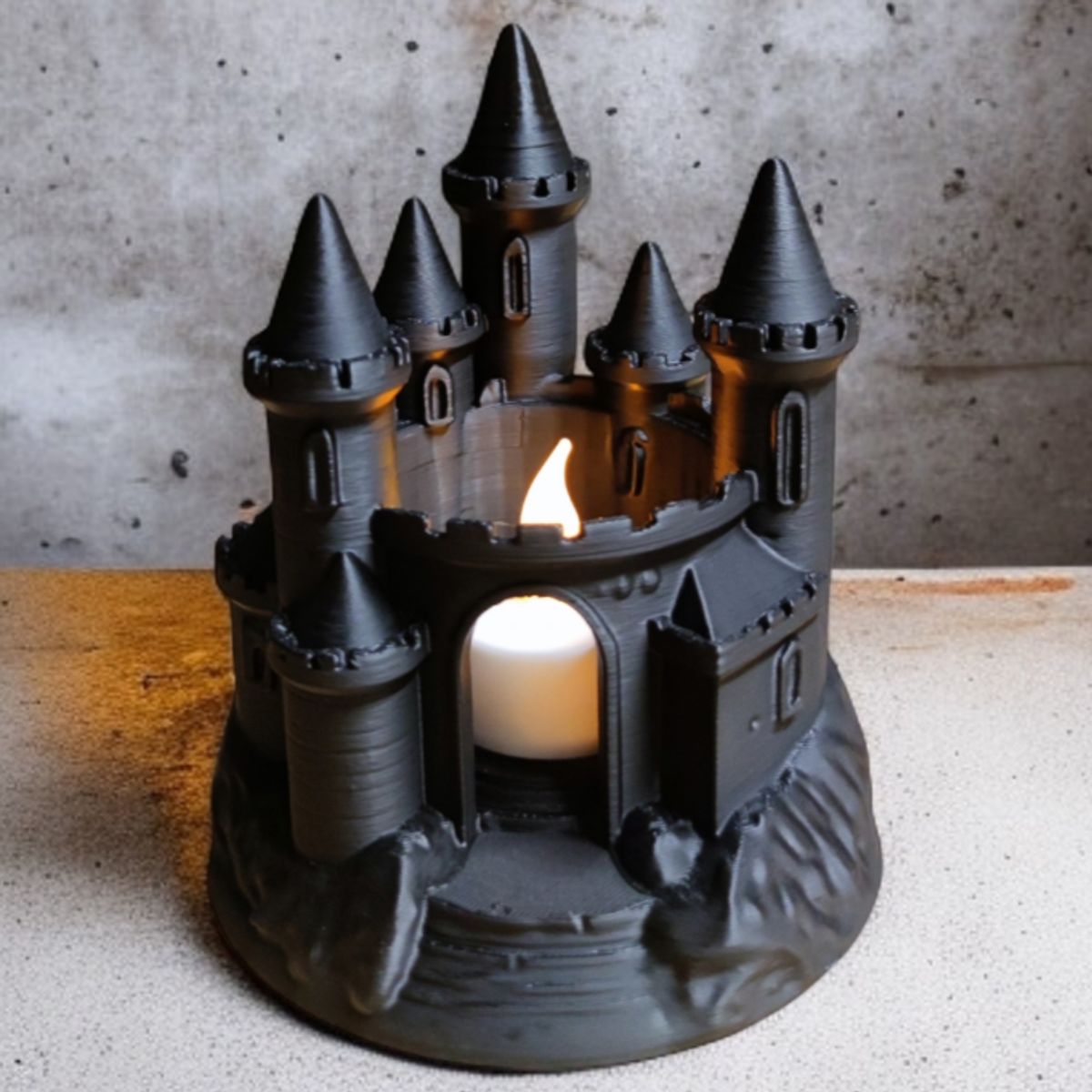 GENERICO - Portavelas LED- Castillo Negro