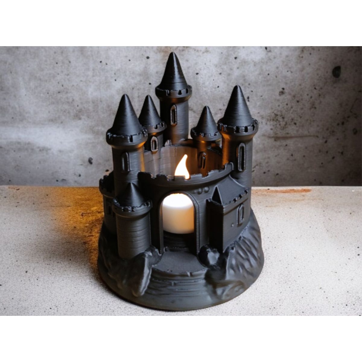 GENERICO - Portavelas LED- Castillo Negro