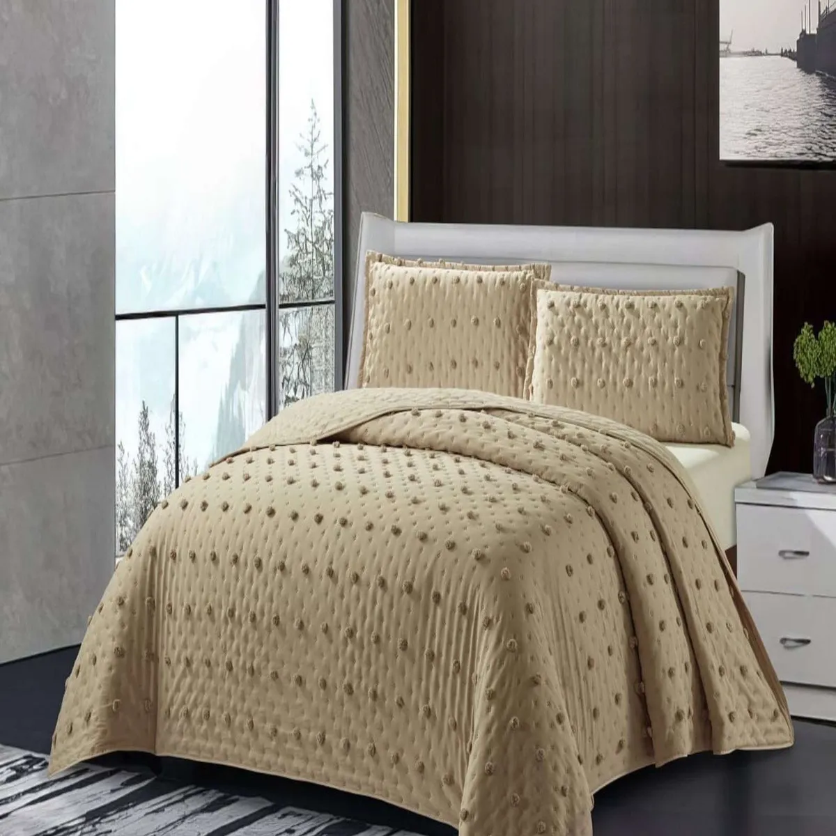 GENERICO - CUBRECAMA QUILT TUFTING DE LUJO SUAVE KING