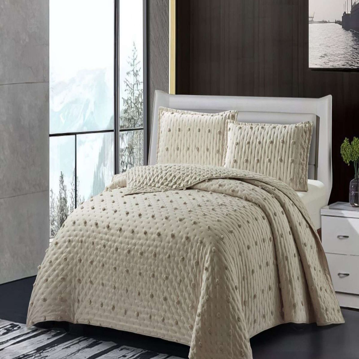 GENERICO - CUBRECAMA QUILT TUFTING DE LUJO SUAVE KING