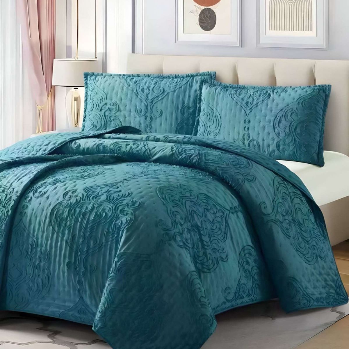 GENERICO - CUBRECAMA QUILT TUFTING DE LUJO SUAVE 2 PLAZAS