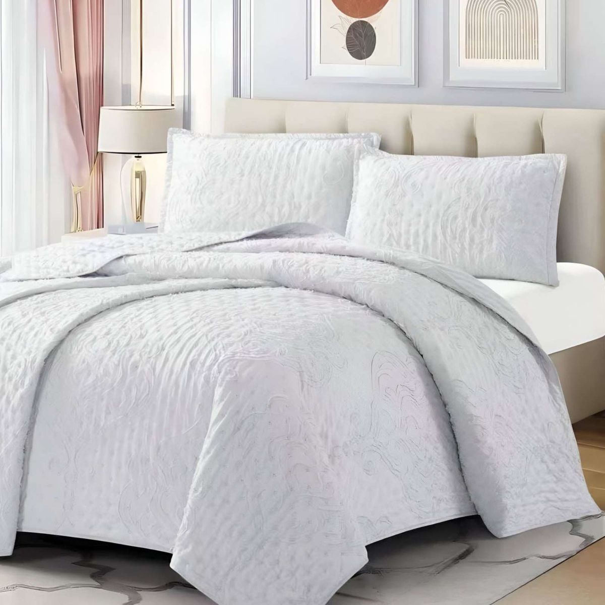 GENERICO - CUBRECAMA QUILT TUFTING DE LUJO SUAVE KING