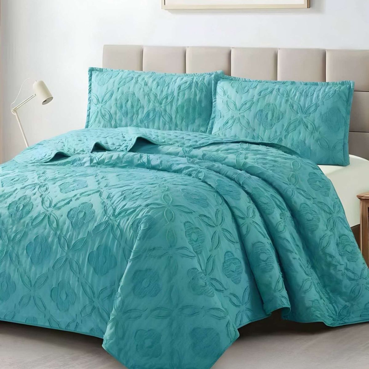 GENERICO - CUBRECAMA QUILT TUFTING DE LUJO SUAVE PLAZA Y MEDIA