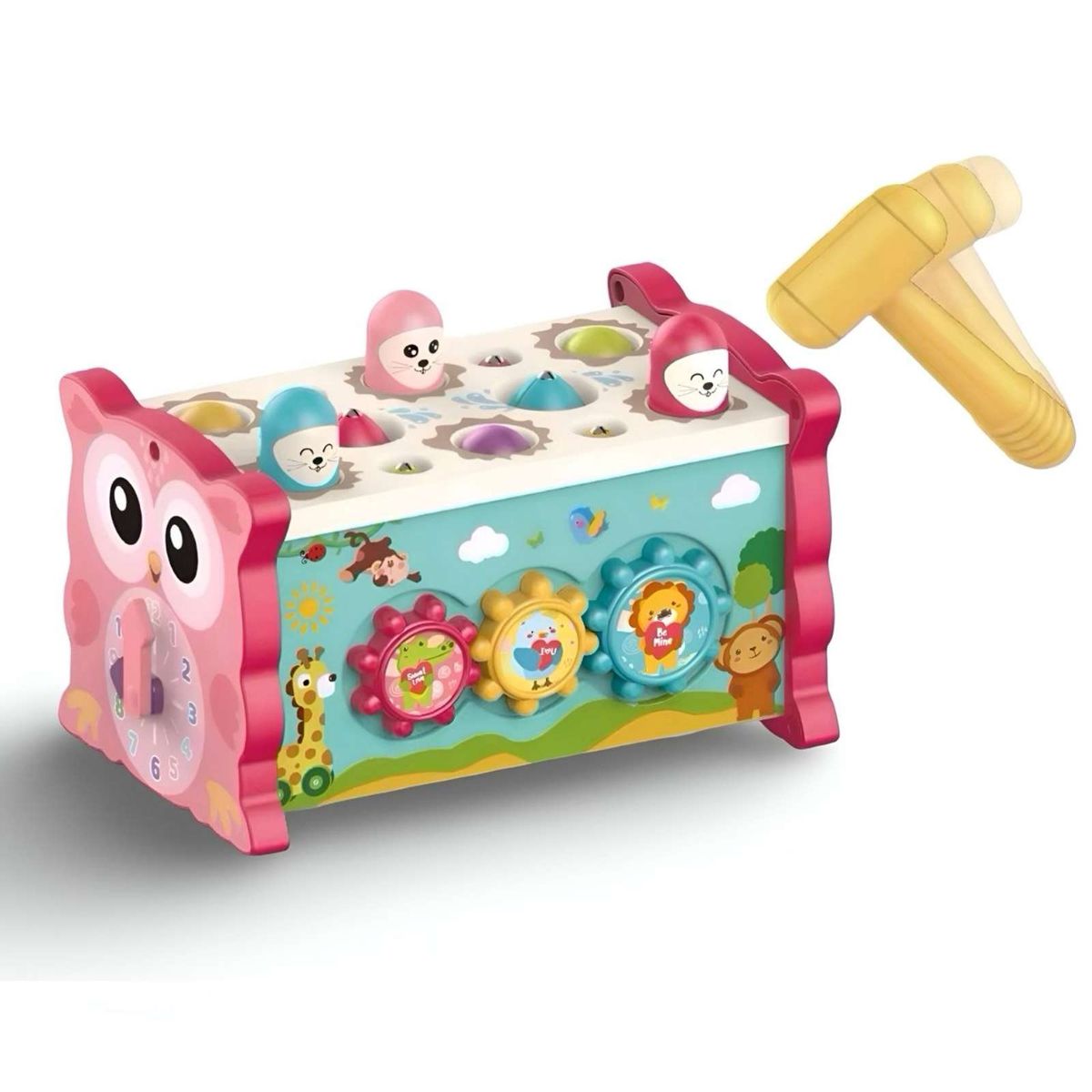 GENERICO - Cubo Búho de Actividades Montesori Infantil 8 en 1 Rosado