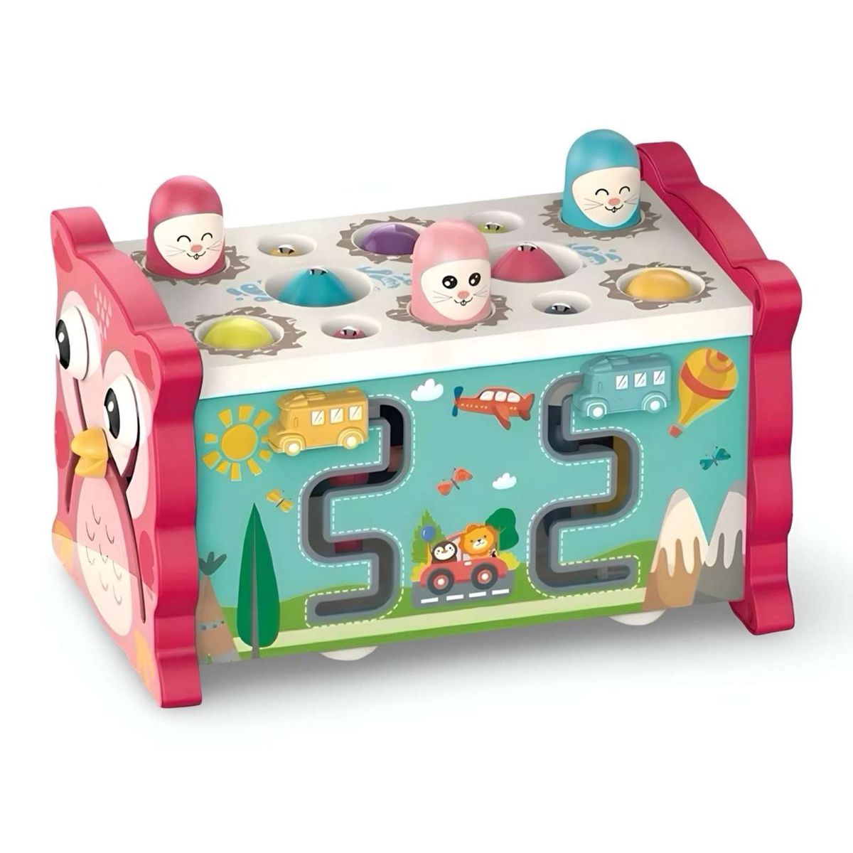 GENERICO - Cubo Búho de Actividades Infantil Montessori 8 en 1 Rosado