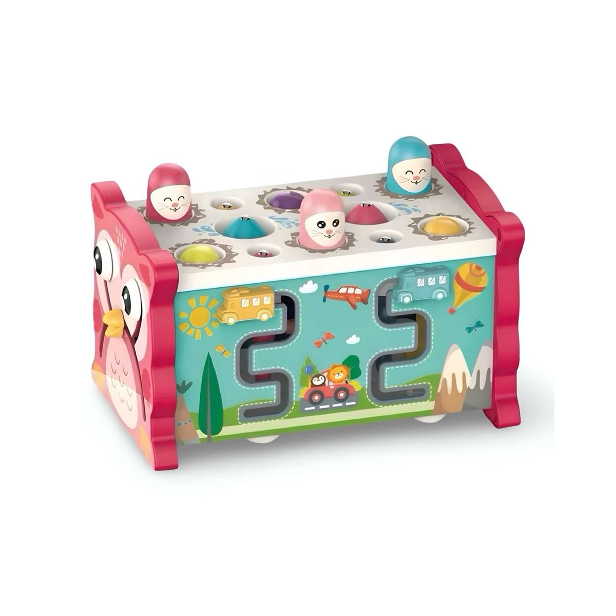 GENERICO - Cubo Búho de Actividades Infantil Montessori 8 en 1 Rosado