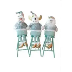 THIS IS FELIZ NAVIDAD - Set 3 Figuras Navideñas Celeste - Papá Noel, Muñeco de Nieve y Reno con Patas Largas - 55 cm Alto