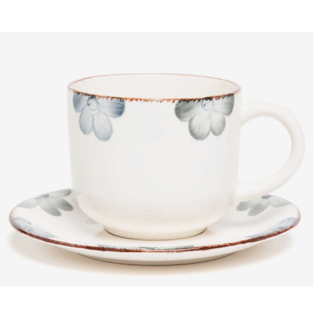 HALLEN - Set 6 Tazas + 6 Platos Te o Cafe Ceramica Hallen 350 ML Sophie