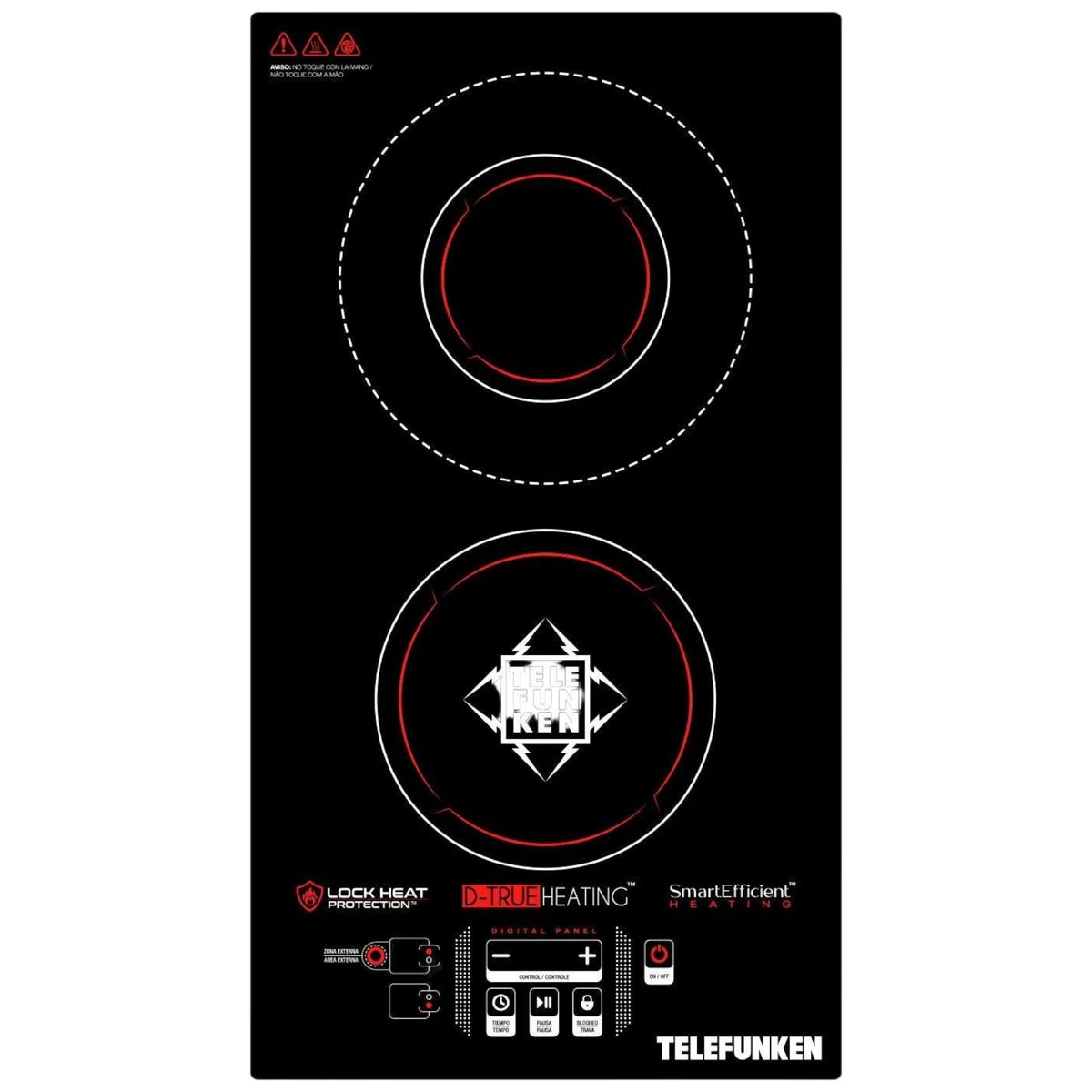 TELEFUNKEN - Cocina Eléctrica Encimera Dual Vitrocerámica Touch 3200W SEC