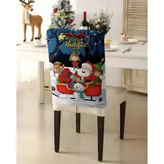 GENERICO - FUNDAS NAVIDEÑAS PARA RESPALDO DE SILLAS SET DE 6 PIEZAS 47CMX60CM CON DISEÑO TRINEO DE SANTA