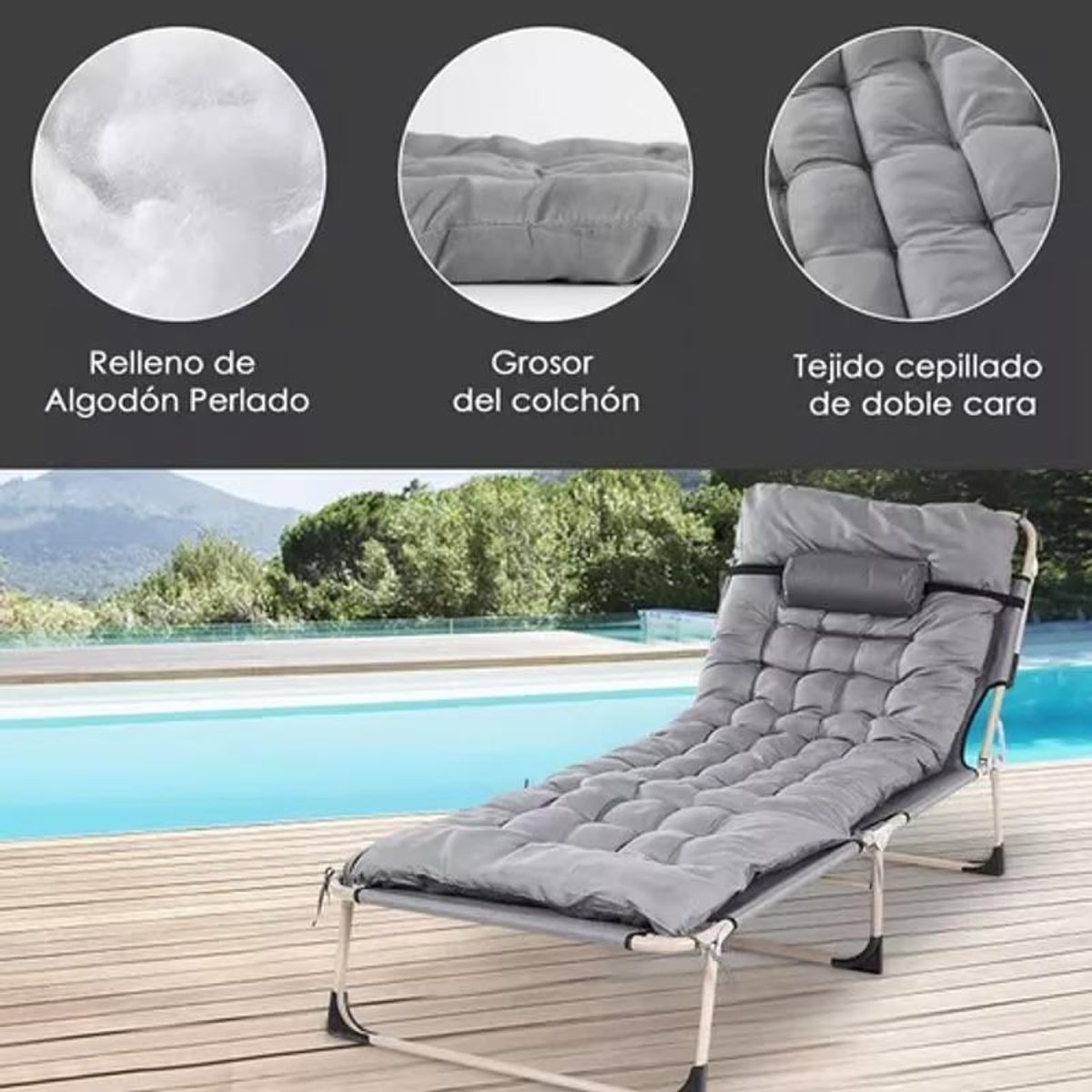 ACTUAL - Cama Portatil Multi Posición Silla De Camping Plegable.
