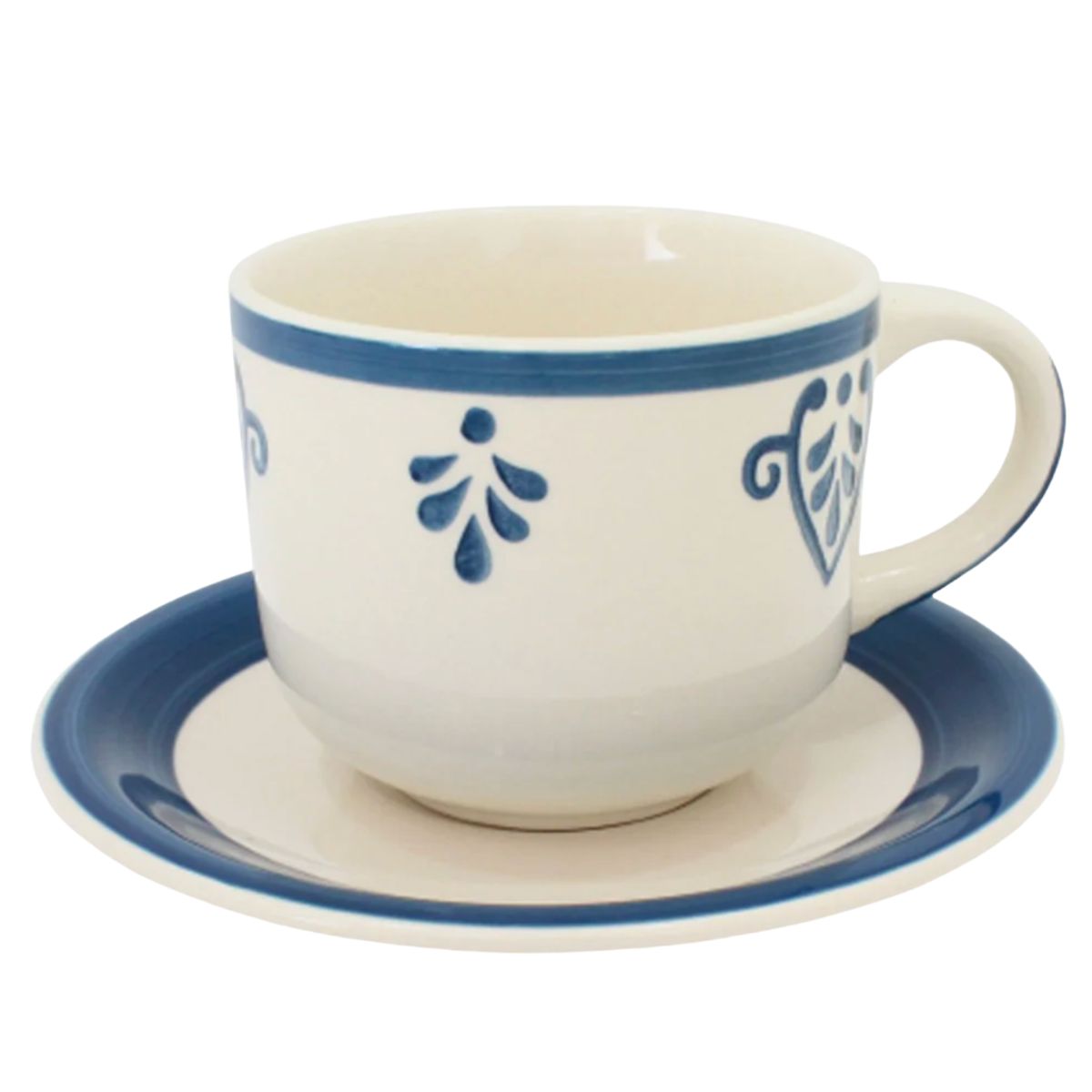 HALLEN - Set 6 Tazas + 6 Platos Te o Cafe Ceramica Hallen 350 ML Charlotte