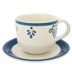HALLEN - Set 6 Tazas + 6 Platos Te o Cafe Ceramica 350 ML Charlotte