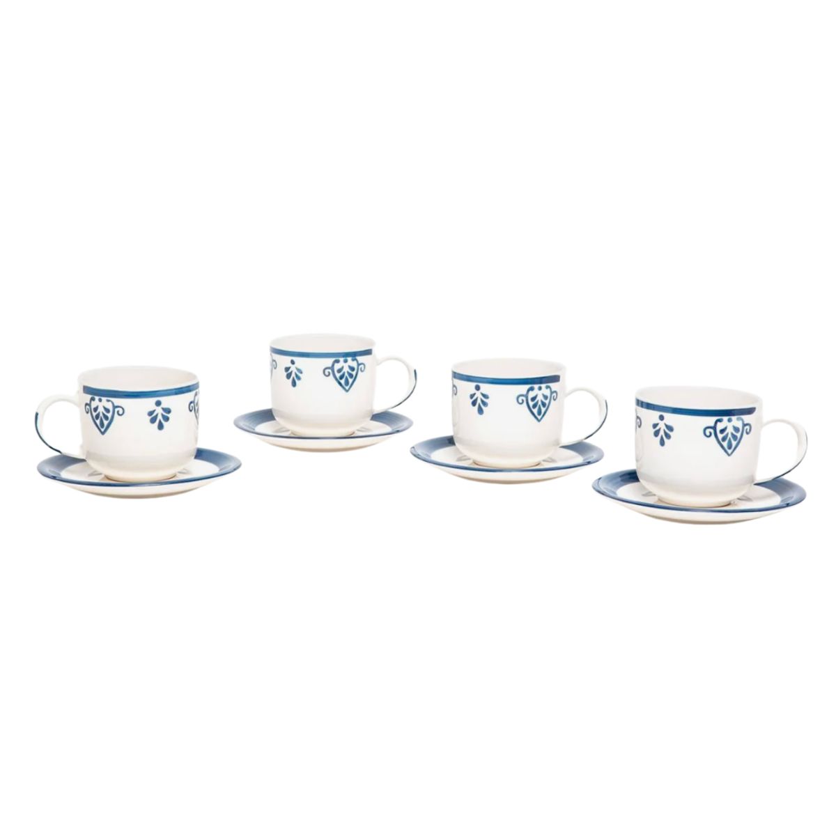 HALLEN - Set 6 Tazas + 6 Platos Te o Cafe Ceramica Hallen 350 ML Charlotte