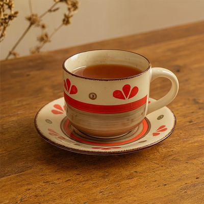 Imagen 2 del producto Set 6 Tazas + 6 Platos Te o Cafe Ceramica 350 ML Emily