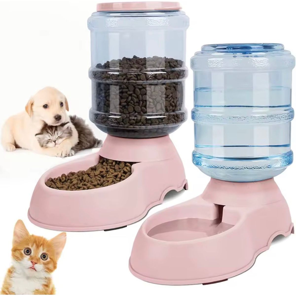 GENERICO - Dispensador De Comida y Agua Para Mascotas 1Pack Rosado