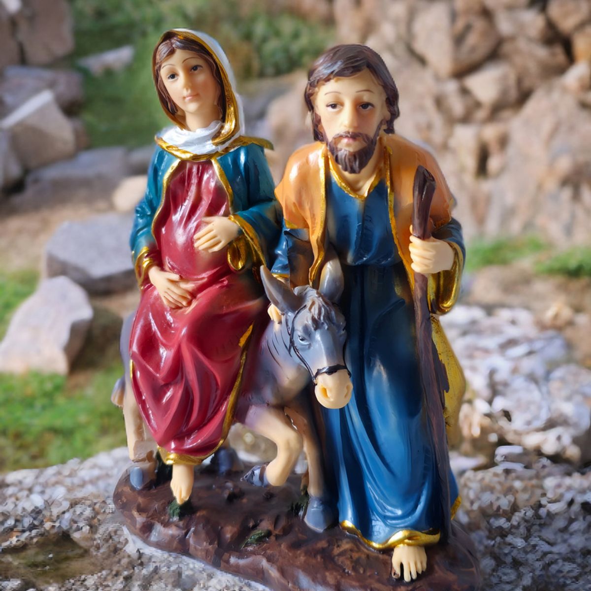 GENERICO - Pesebre San Jose La Virgen Embarazada La Mula Y El Niño Familia Belen 6232