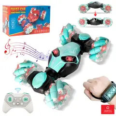 ANIKIDS - Auto De Truco Control Remoto Dual Luz Música Juguete Niños Celeste