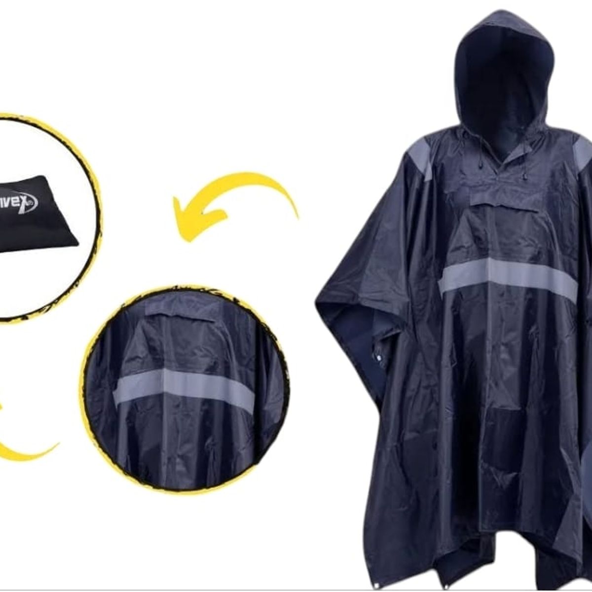 GENERICO - Poncho o Capa PVC Azul Con Cinta Reflectante