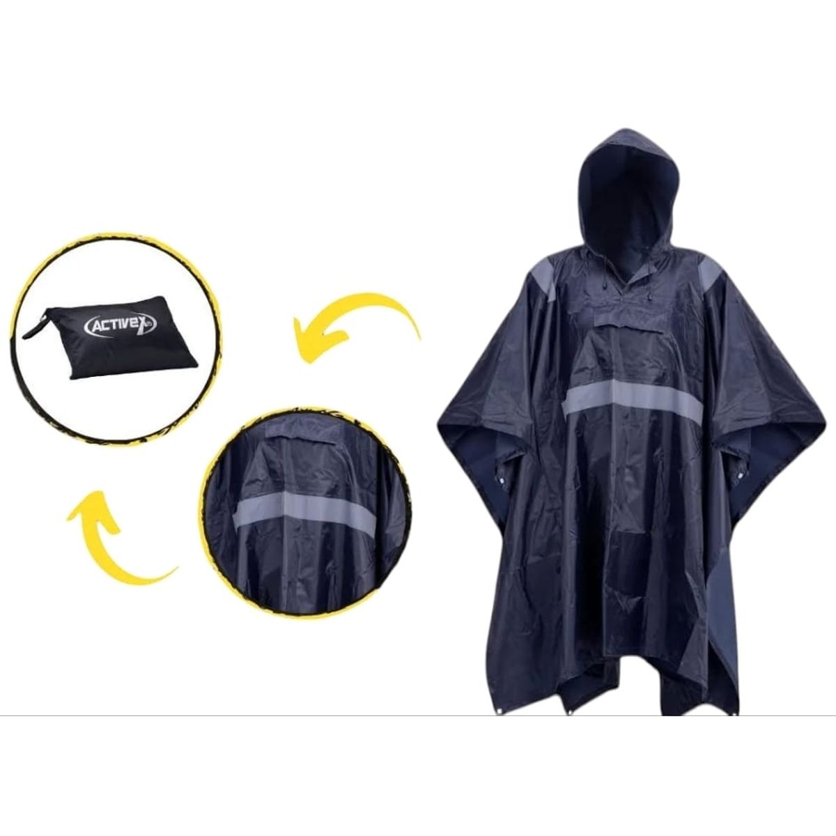 GENERICO - Poncho o Capa PVC Azul Con Cinta Reflectante