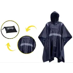 GENERICO - Poncho o Capa PVC Azul Con Cinta Reflectante