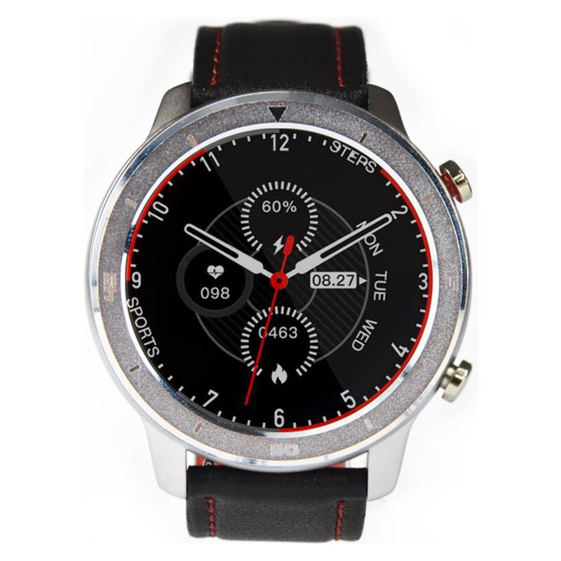 LHOTSE - Reloj Smartwatch RD7 Plateado Cuero Negro Rojo