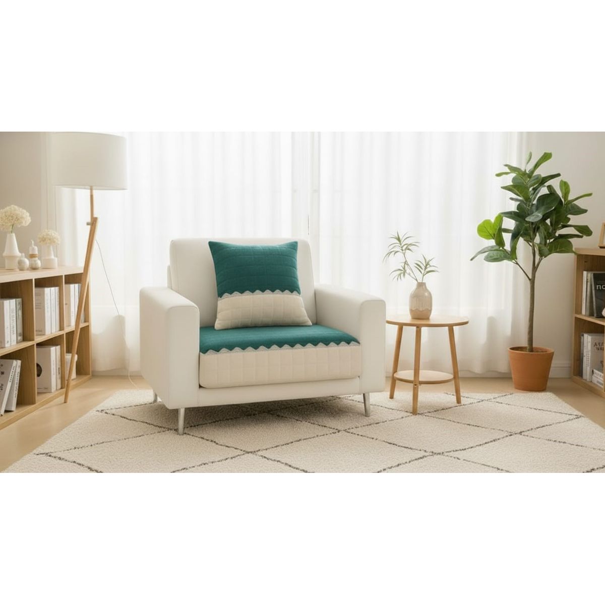 GENERICO - CUBRE SILLON ANTIDELIZANTE 1 CUERPO CON FUNDA DE COJIN