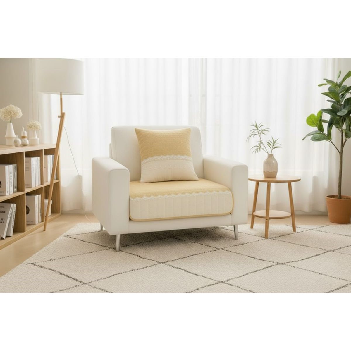 GENERICO - CUBRE SILLON ANTIDELIZANTE 1 CUERPO CON FUNDA DE COJIN