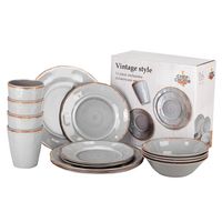 Set 16 Pcs Juego De Vajilla Completo Melamina Color Gris Chef Choice