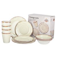 Set 16 Pcs Juego De Vajilla Completo Melamina Color Crema Chef Choice