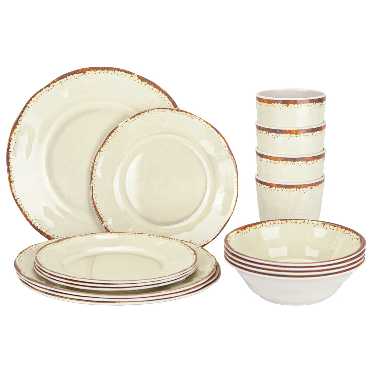 CHEFCHOICE - Set 16 Pcs Juego De Vajilla Completo Melamina Color Crema Chef Choice