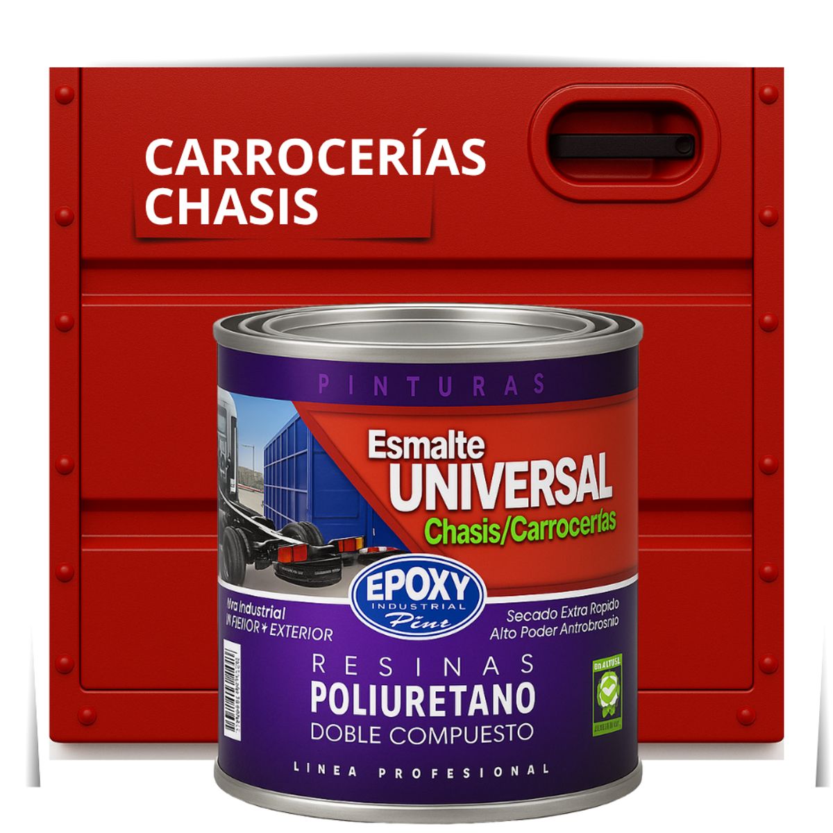 EPOXY - PINTURAS CARROCERIAS CHASIS - PU 2K - 1L ROJO TRÁFICO
