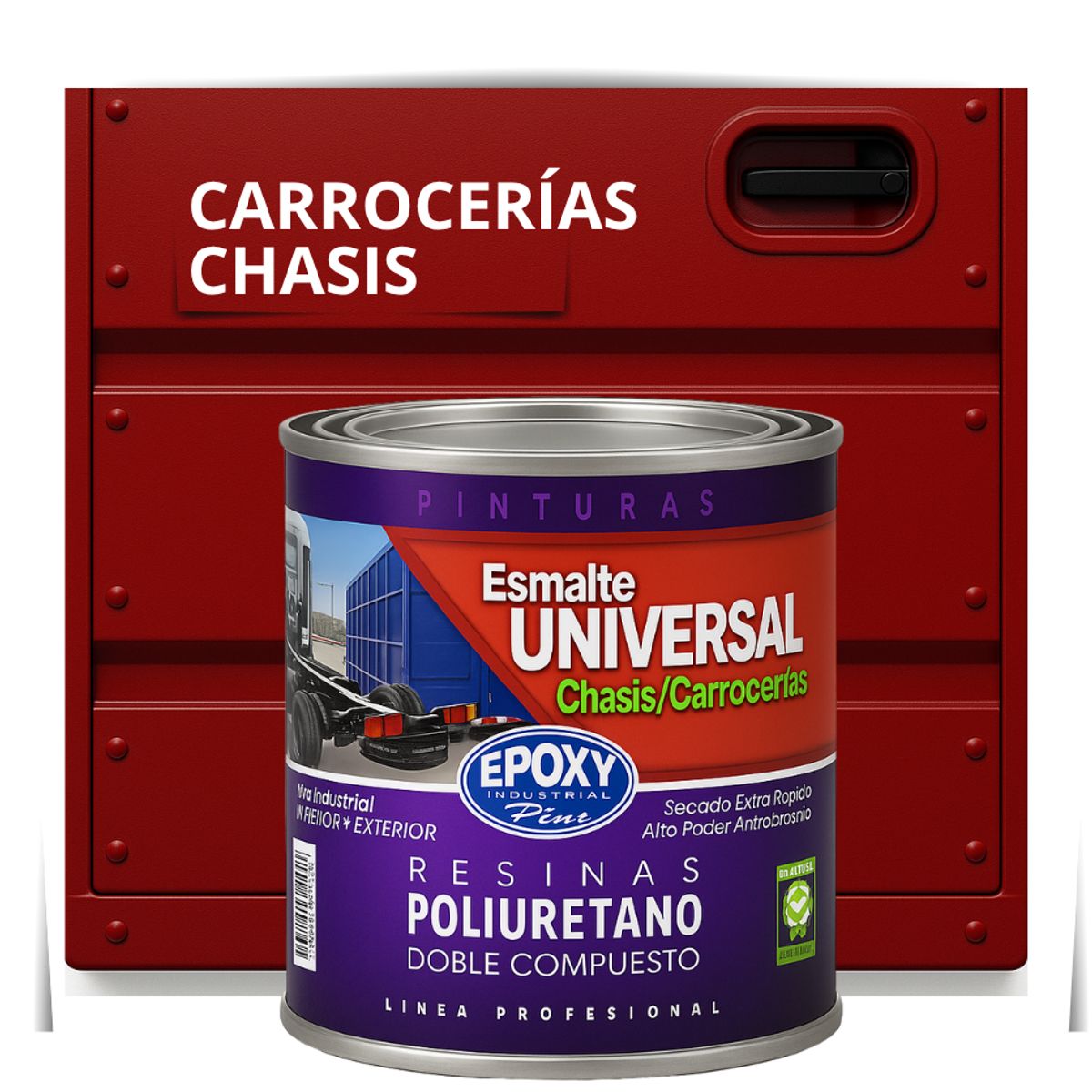EPOXY - PINTURAS CARROCERIAS CHASIS - PU 2K - 1L ROJO CARMÍN