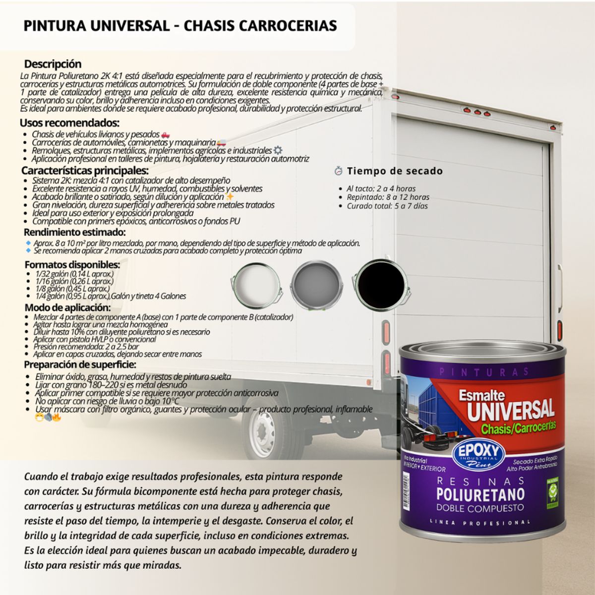 EPOXY - PINTURAS CARROCERIAS CHASIS - PU 2K - 4L GRIS NEGRO