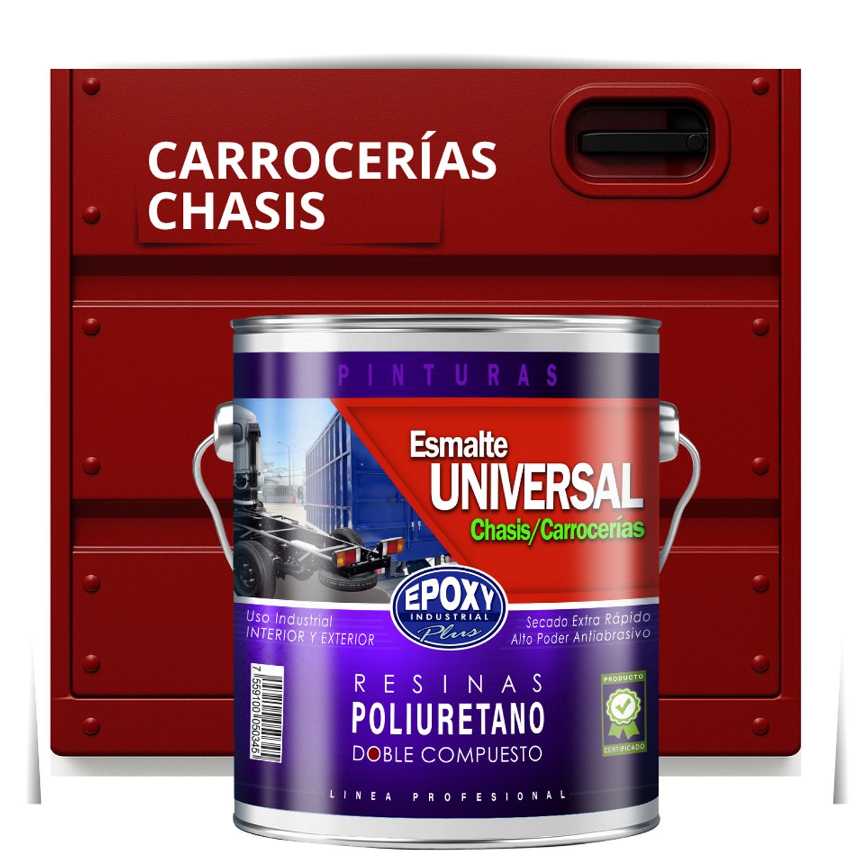 EPOXY - PINTURAS CARROCERIAS CHASIS - PU 2K - 4L ROJO CARMÍN