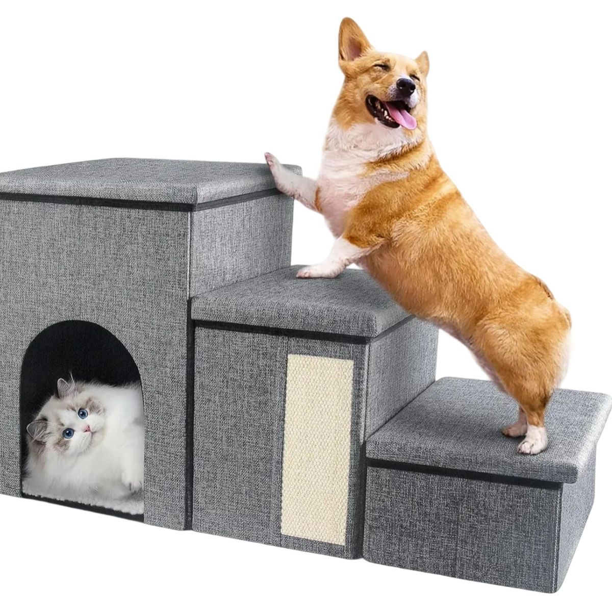 KINDA NICE - Pet Tres Escalones Escalera De Almacenamiento Escalada Gato