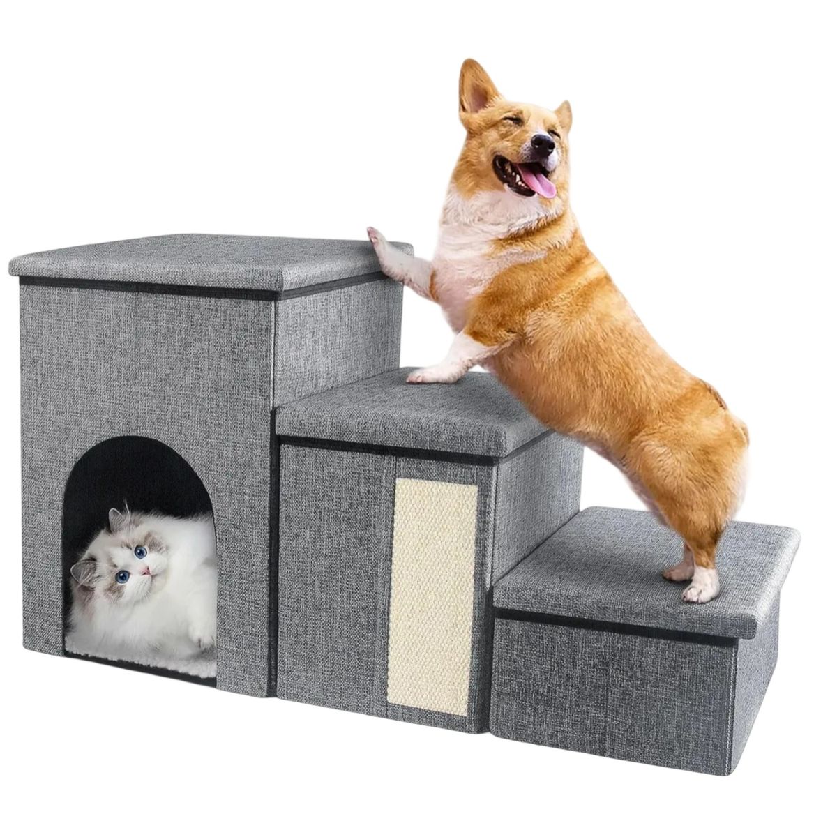 KINDA NICE - Pet Tres Escalones Escalera De Almacenamiento Escalada Gato