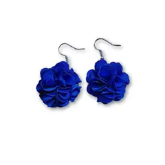 GENERICO - Aros Pendientes Flor Azul Colgante New Collection