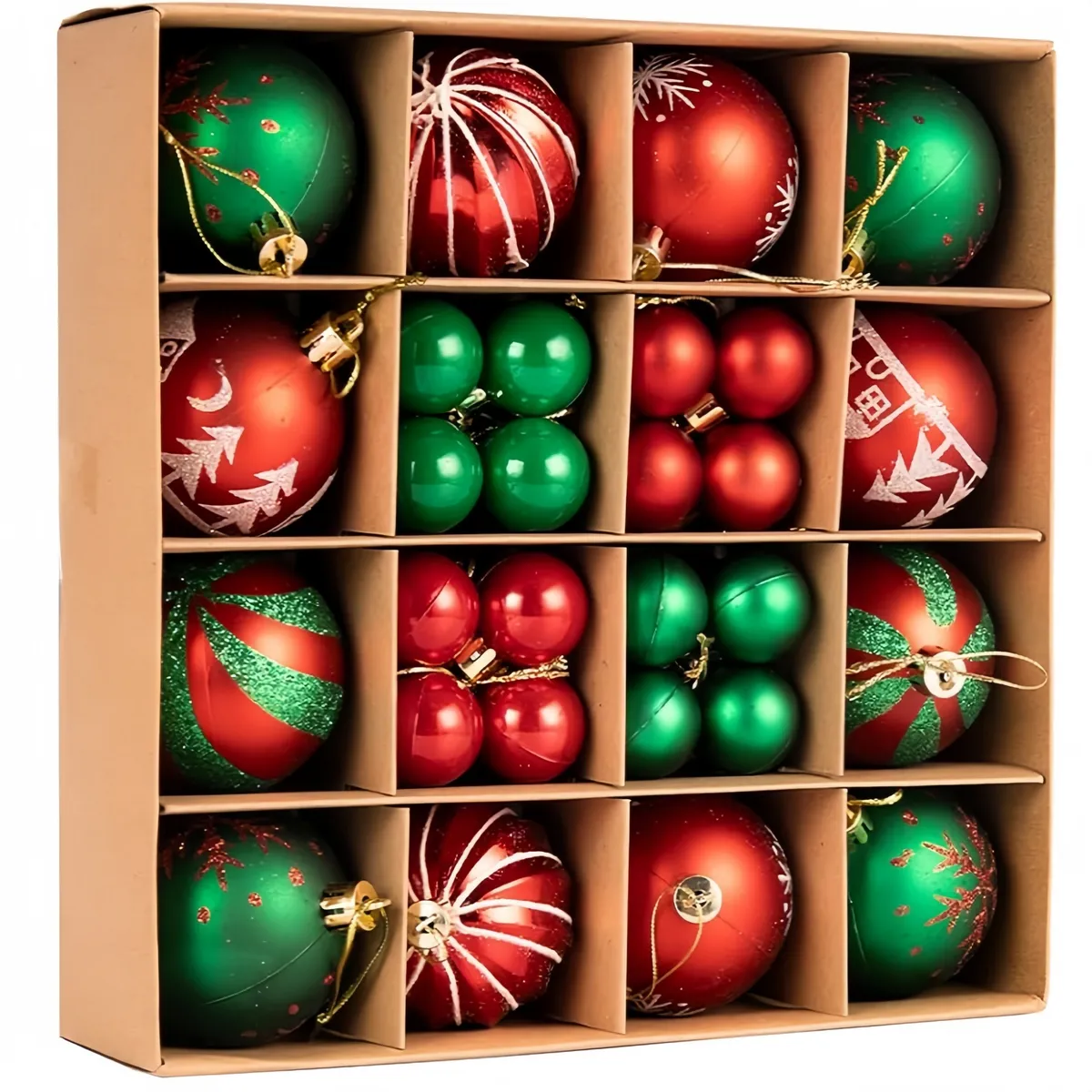 ANENG - Juego 44 Bolas Adornos Colgantes Para Árbol De Navidad Rojo+Verde