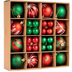 ANENG - Juego 44 Bolas Adornos Colgantes Para Árbol De Navidad Rojo+Verde