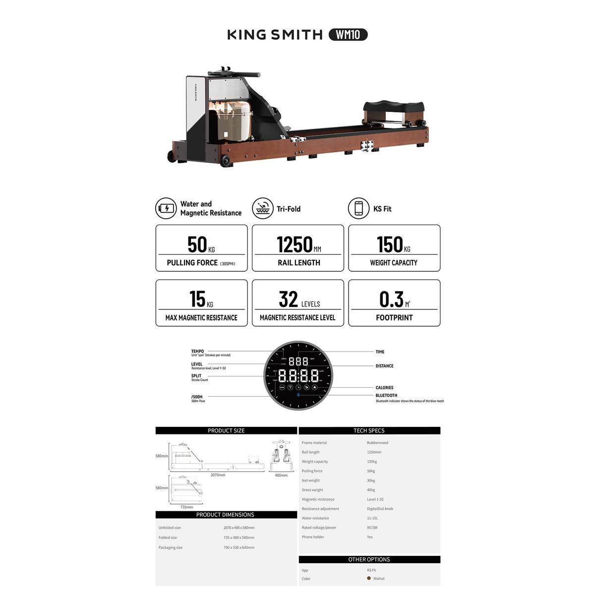 KINGSMITH - KingSmith Máquina de Remo Kingsmith WM10