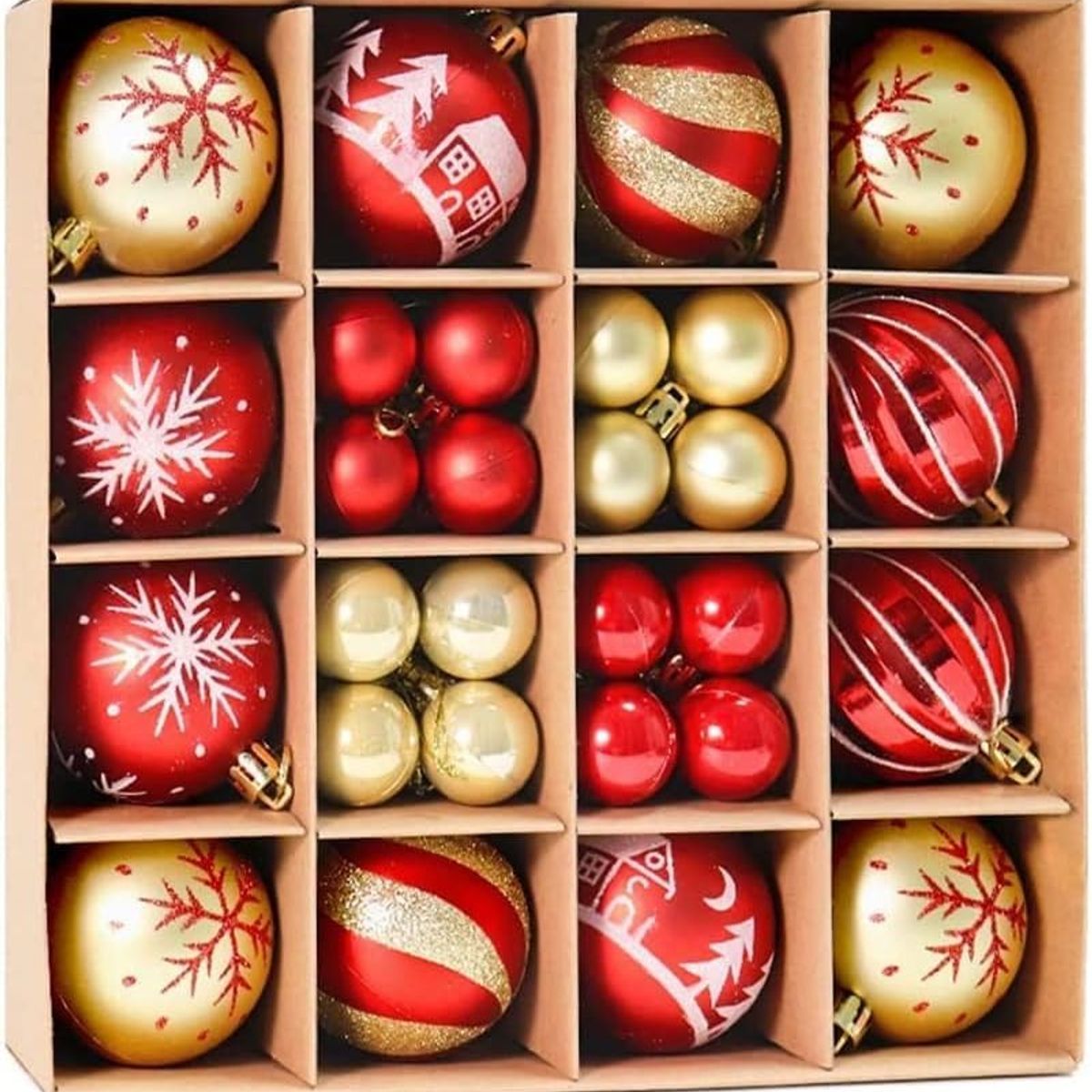 ANENG - Juego 44 Bolas Adornos Colgantes Para Árbol De Navidad Rojo+Dorado