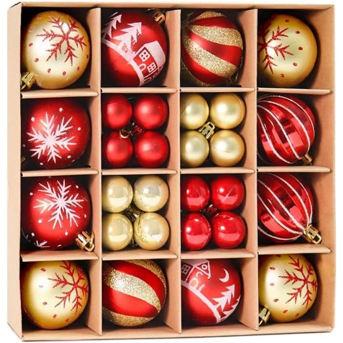 ANENG - Juego 44 Bolas Adornos Colgantes Para Árbol De Navidad Rojo+Dorado