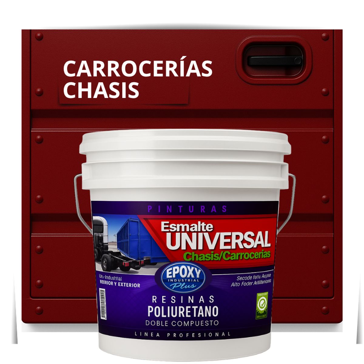 EPOXY - PINTURAS CARROCERIAS CHASIS - PU 2K - TINETA 10L ROJO RUBÍ