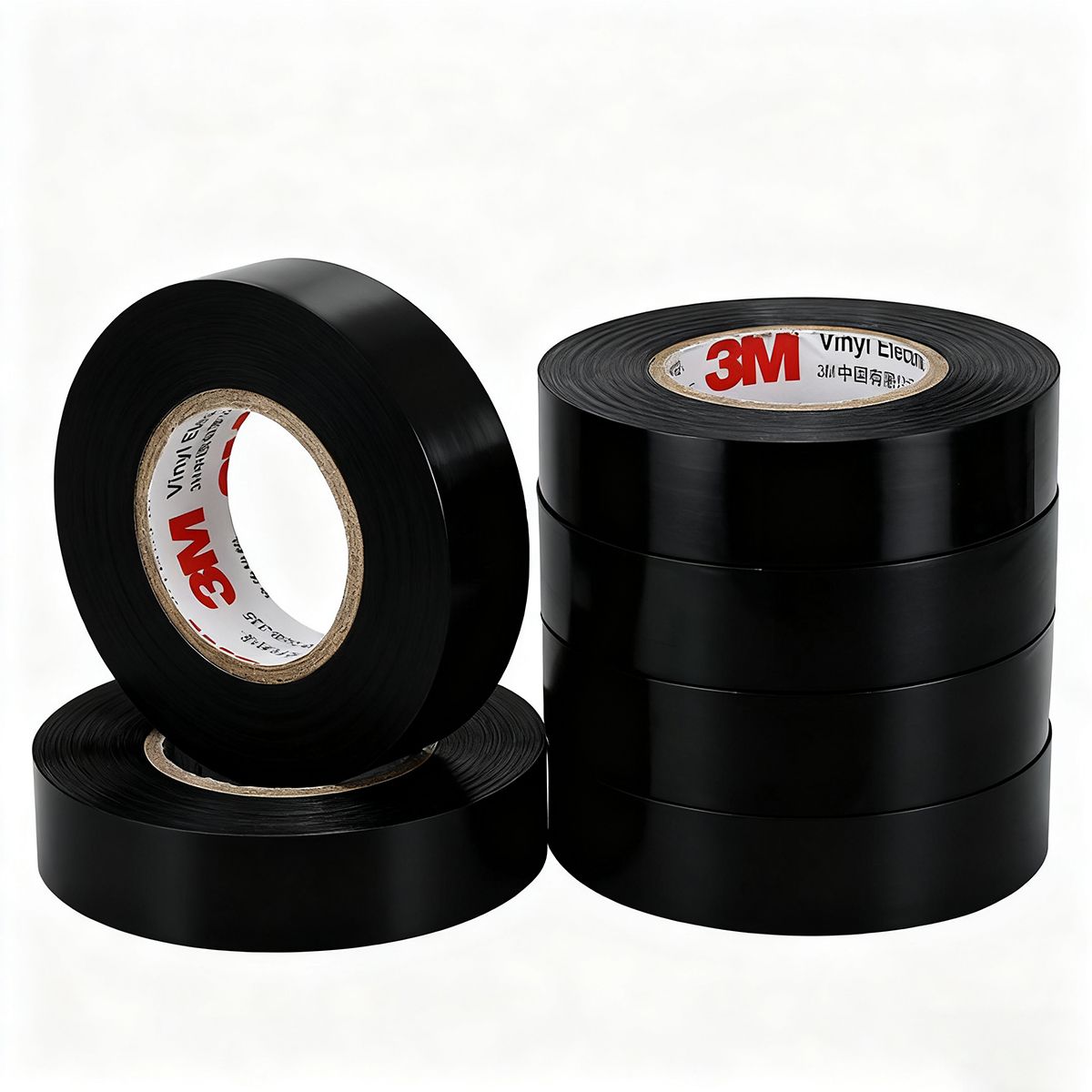 GENERICO - 5 Rollos Cinta Eléctrica Multiusos Color Negro 18 Mm X 20 M