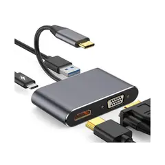 GENERICO - Adaptador Multipuertos 4 en 1 Conexión HDMI, VGA y USB para Mac/PC/Switch