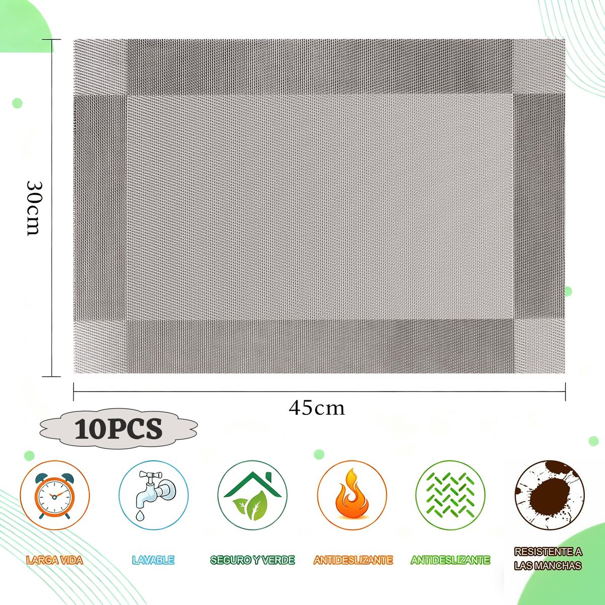 EINICIO - 10 Manteles Individuales de Mesa para Restaurante Hogar 30x45 cm