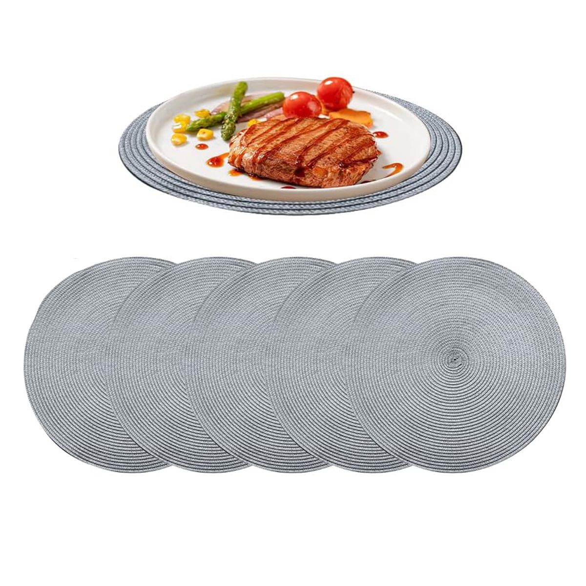 5 Manteles Individuales de Mesa para Restaurante Hogar-Gris, marca EINICIO - Foto Principal
