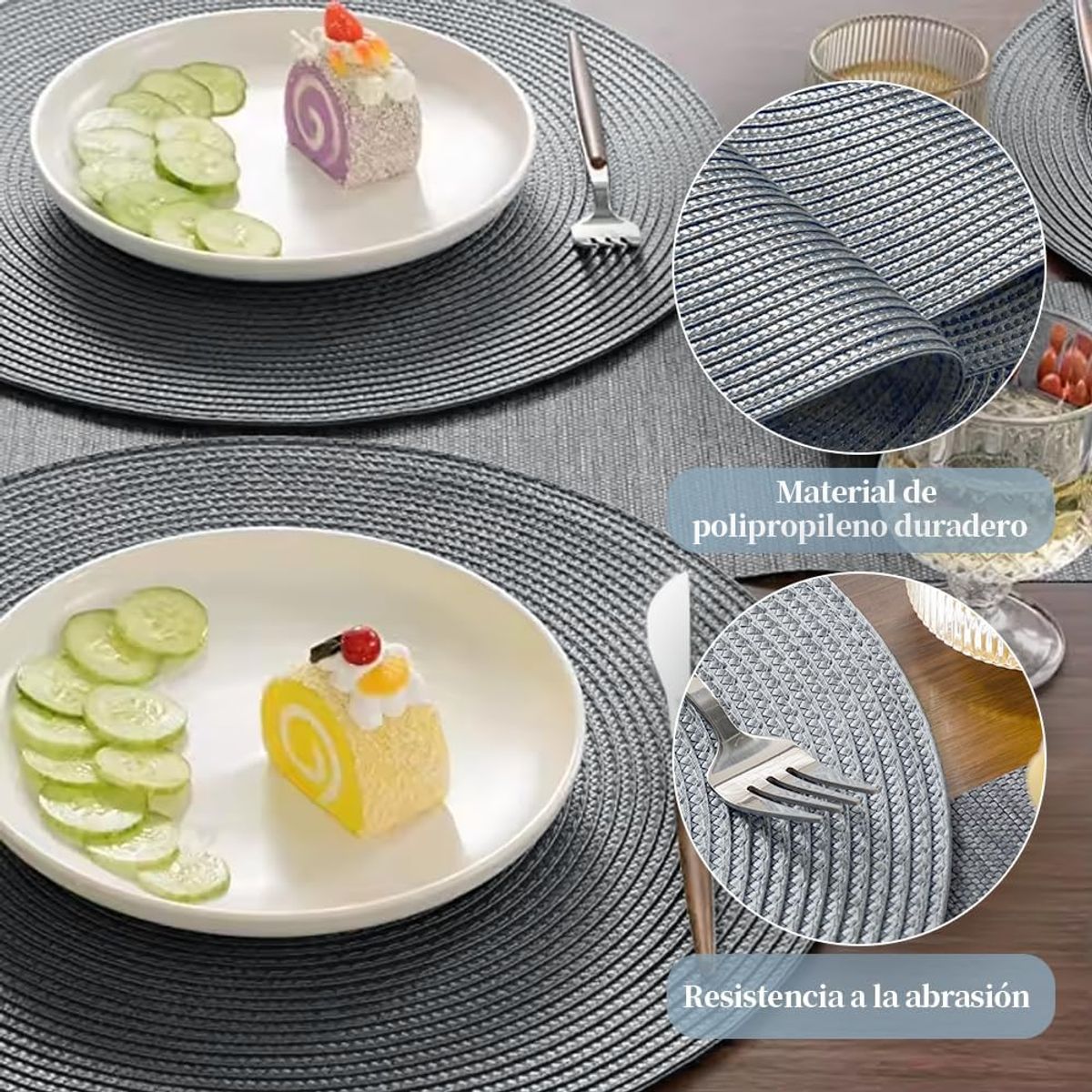5 Manteles Individuales de Mesa para Restaurante Hogar-Gris, marca EINICIO - Foto 2